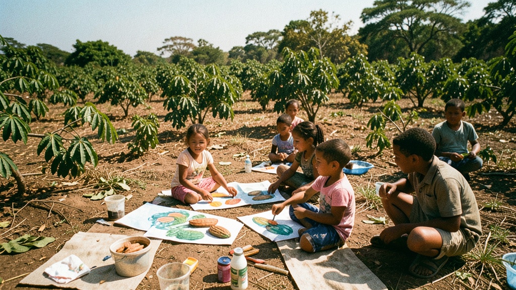 Niños de Guayaquil pintan y dibujan para aprender la historia del cacao