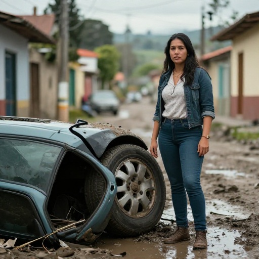 Mujer sale ileso tras caer su vehículo a una zanja en Urdenor 1