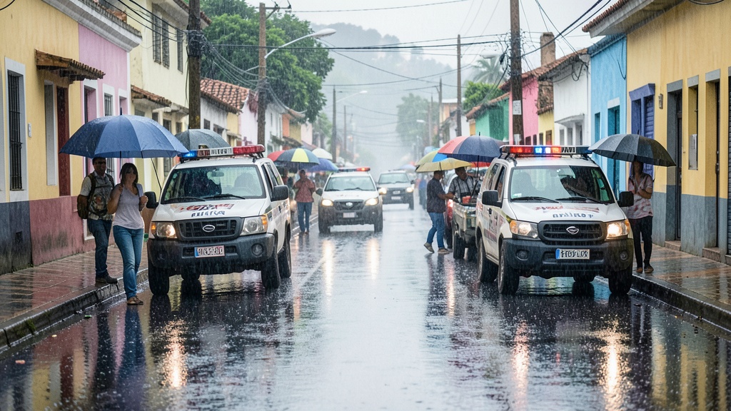 Operativo de seguridad en Paraíso de la Flor bajo lluvia; Tabacchi asegura presencia permanente