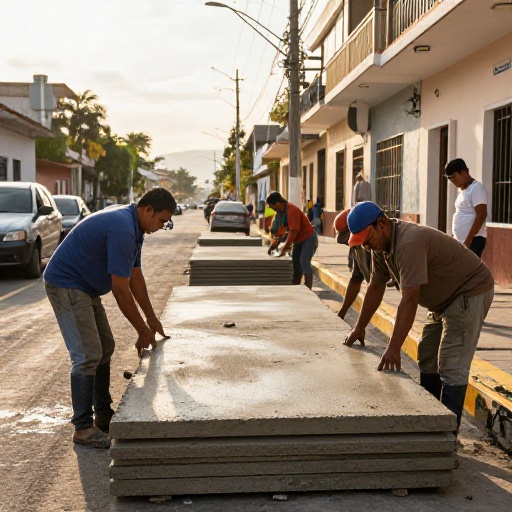 Reconstrucción de La Maná avanza con pavimento rígido en Los Rosales 2