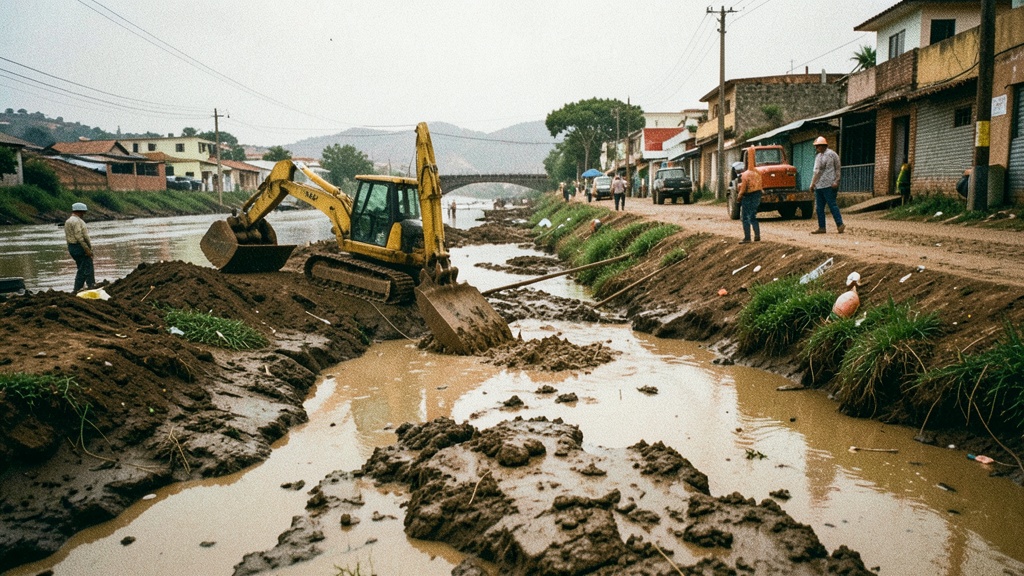 Prefectura del Guayas interviene con maquinaria para limpiar canal en Tenguel