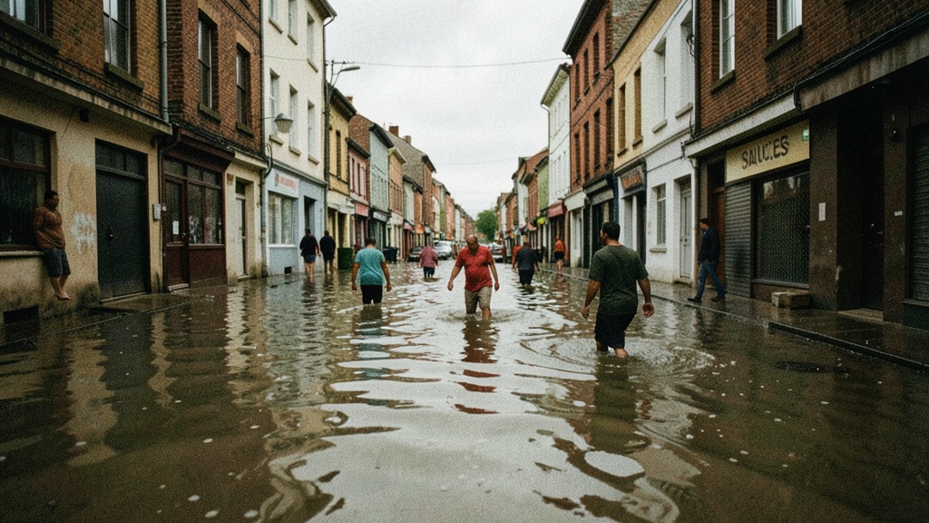Lluvias intensas dejan calles anegadas en Sauces 6, norte de Guayaquil