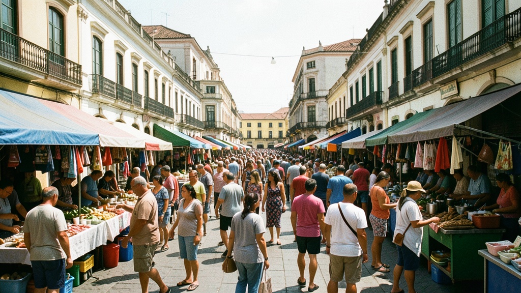 Feria de emprendedores llena la Plaza Pilsener con ofertas y público en Las Peñas