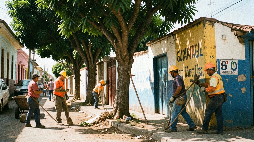 Trabajadores recuperan el Parque Clemente Yerovi con poda, pintura y 40 nuevos árboles