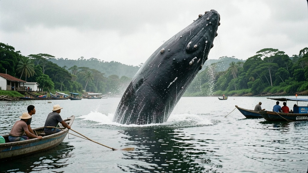 Ballena de 20 metros corre riesgo de varadura frente a Posorja