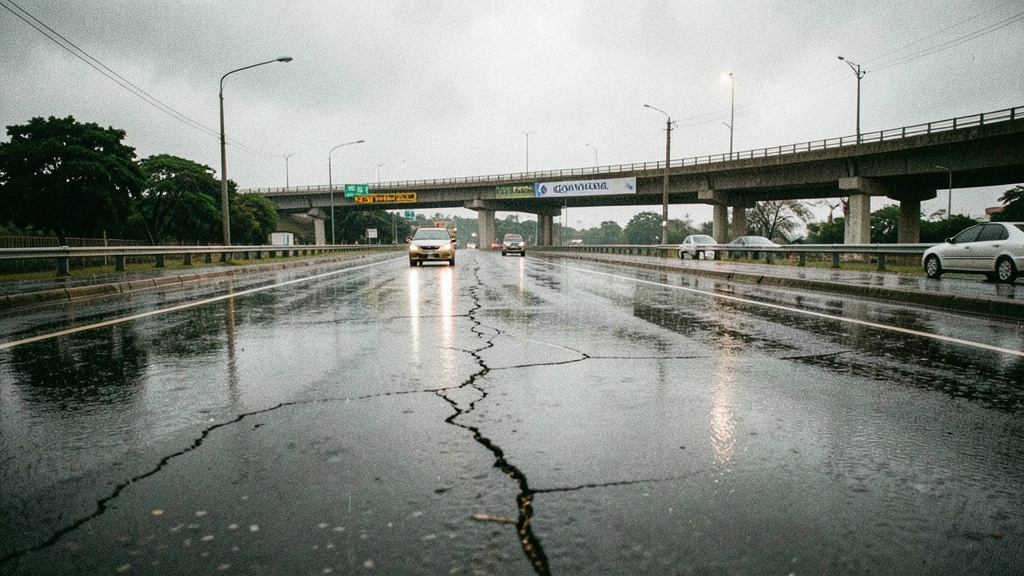 Calzada mojada y cuatro puntos críticos en Perimetral por lluvias en Guayaquil