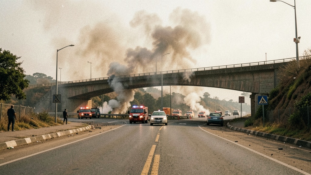 Incendio vehicular bloquea el puente de Samborondón y afecta el tránsito hacia Guayaquil