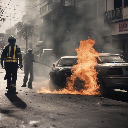 Incendio vehicular en la avenida Felipe Pezo fue atendido por Bomberos en el norte de Guayaquil