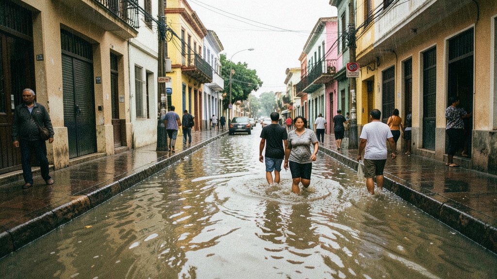 Lluvias intensas dejan sectores inundados en Guayaquil este lunes