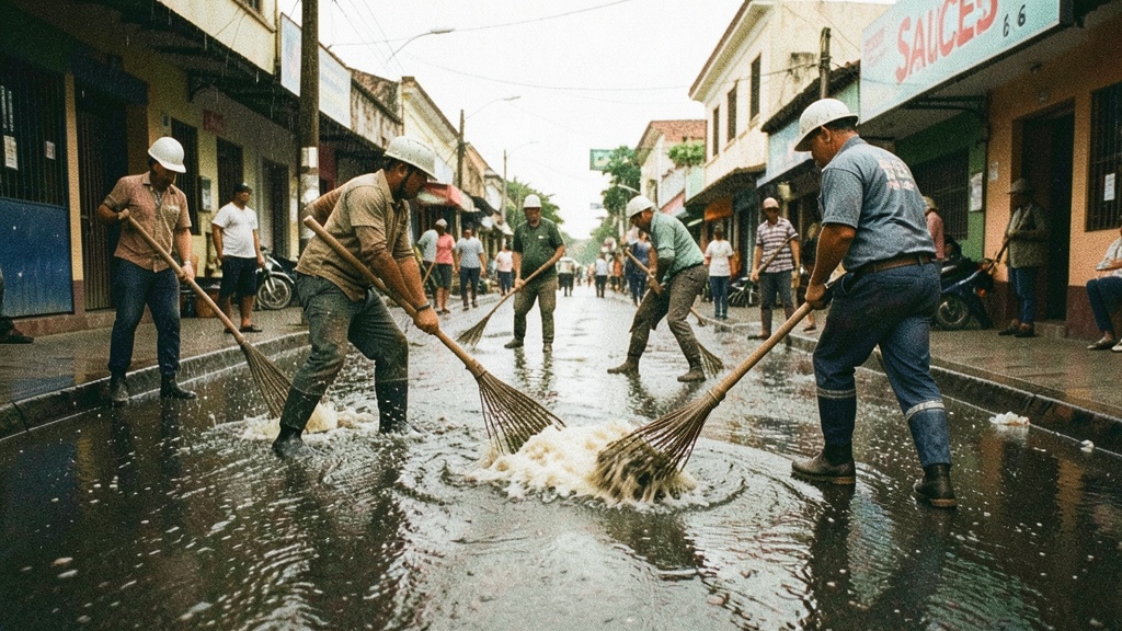 Alcaldía de Guayaquil atiende acumulación de aguas lluvias en Sauces 6