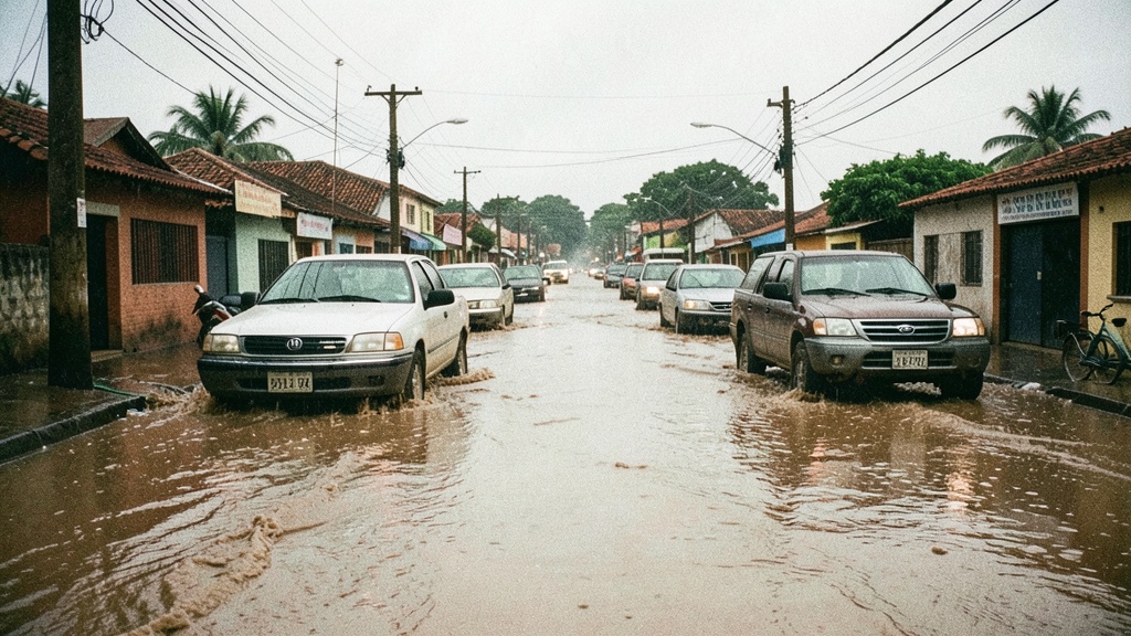 Lluvias intensas anegan calles de Jujan y afectan la movilidad en Guayaquil