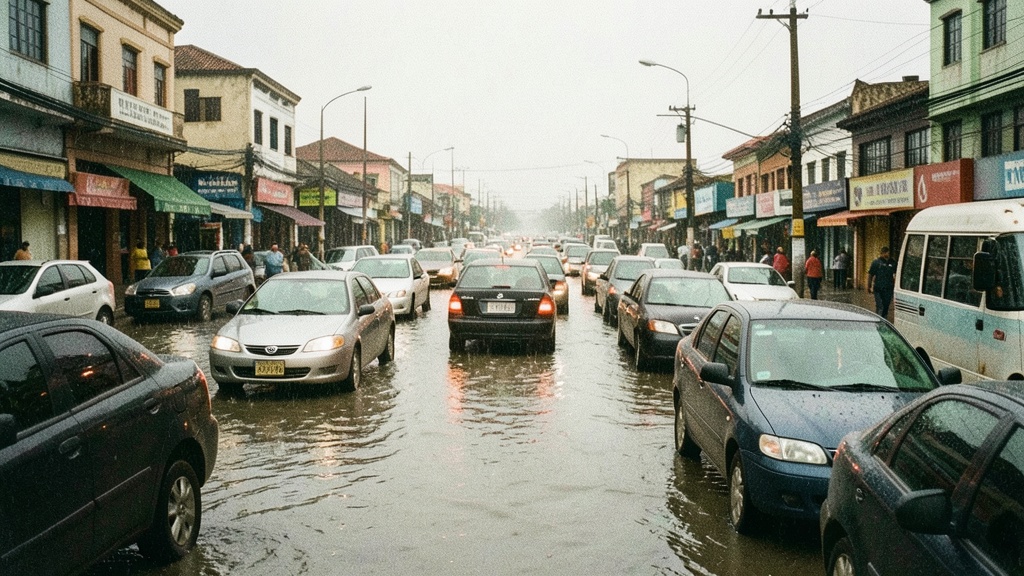 Lluvias intensas anegan calles del Puerto Principal y frenan el tránsito en Guayaquil