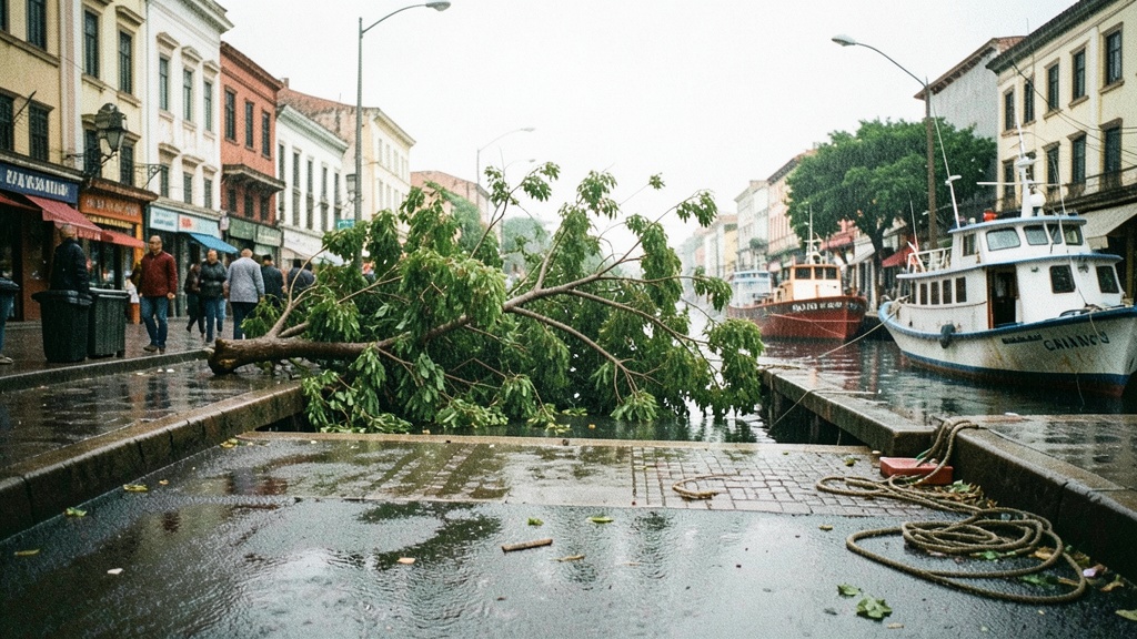 Lluvias en Guayaquil: Árbol caído y anegamientos afectan al Puerto Principal este martes
