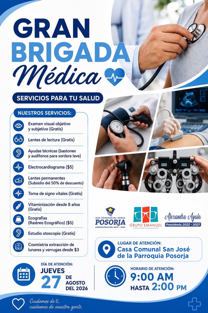 GAD Posorja organiza Gran Brigada Médica gratuita para sus vecinos el 27 de agosto