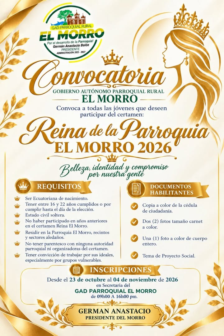 El Morro abre inscripciones para Reina Parroquial 2026-2027