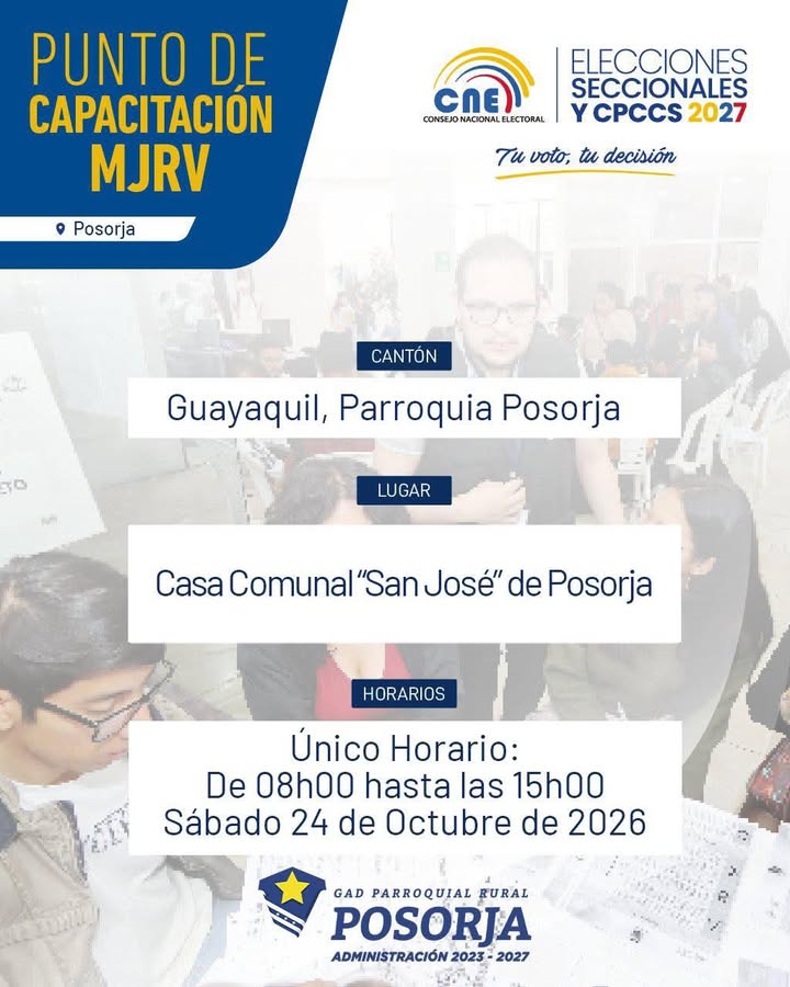 Capacitación para miembros de Juntas Receptoras del Voto se realizará este sábado en Posorja