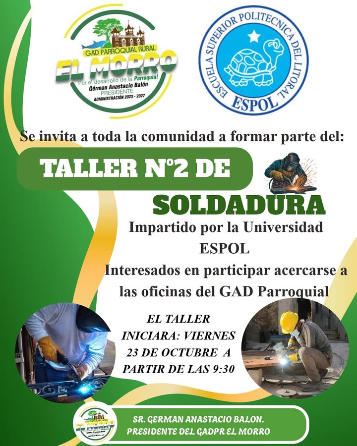 El Morro: Inicia este viernes segundo taller gratuito de soldadura con apoyo de ESPOL